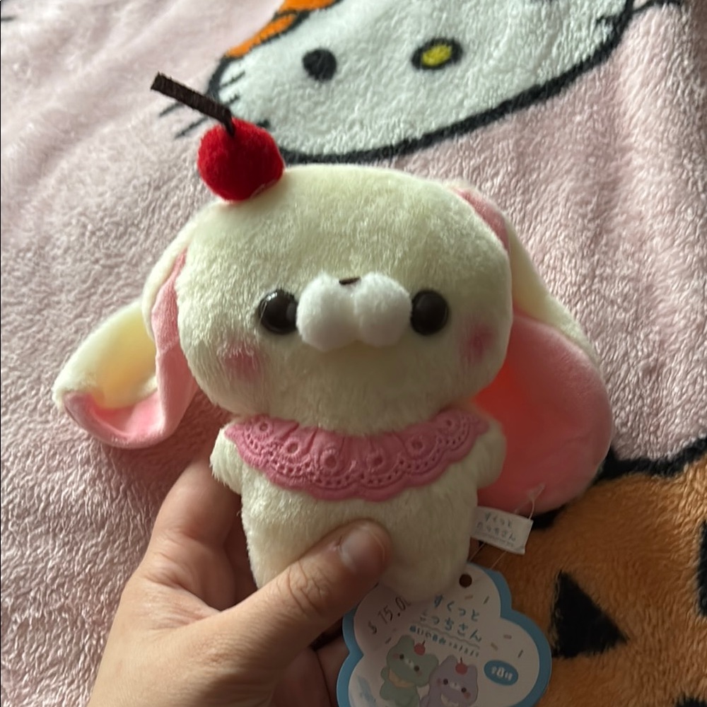 Cute Plush Bunny with Cherry Accent